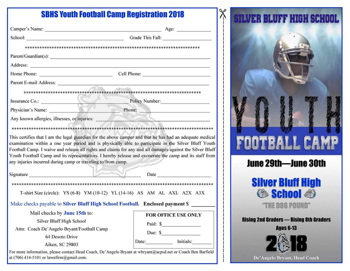 SilverBluffFB's tweet photo. 🚨 Get registered for the @SilverBluffFB Youth Camp https://t.co/wxk4cU1ImI