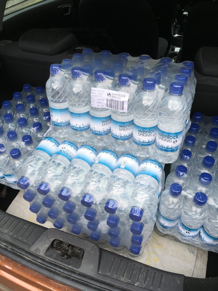 Loaded with hydration (in recycled bottles) for the finish of the first race in the Herefordshire Summer XC League. Thank you <a href="/Wenlock_Spring/">Wenlock Spring Water</a> #Ludlow #Racing #Running