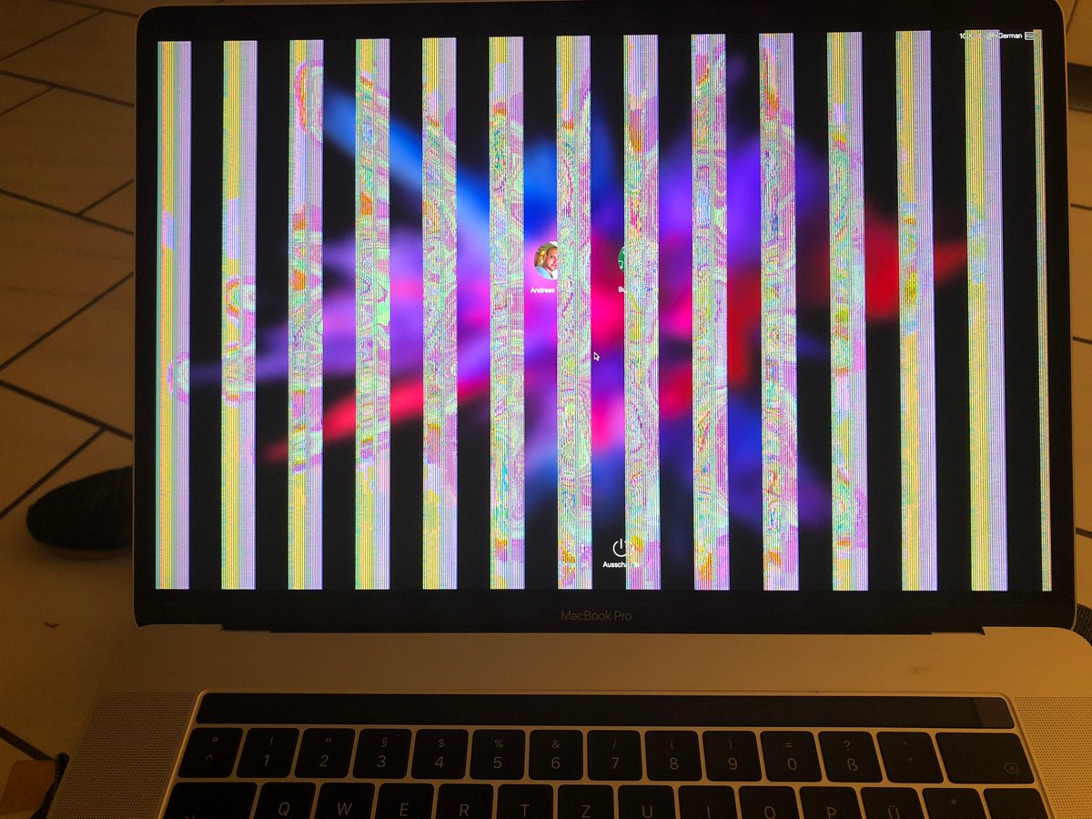 _and1's tweet photo. Dope 70's special effects on my MBP 15 2017! @JonyIveParody #apple #itjustworks #gpufail https://t.co/Pxm4ExoWC9