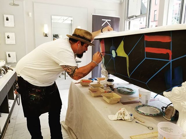 Artist <a href="/magnificoart/">Giuseppe Magnifico</a> focused on transforming a @kallistaplumbing bathtub into a fun work of art! <a href="/neocon_shows/">NeoCon</a> .
.
.
<a href="/kohler/">KOHLER</a> #bathtub #tub #art #artist #painting #create #beautiful #inspiration #unique #interiordesign #designer #home #custom #luxury #lux… ift.tt/2sSiRm3