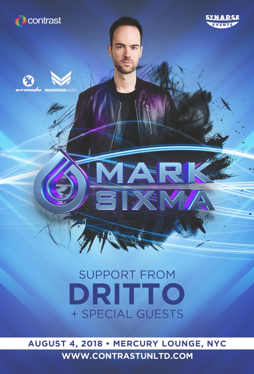 pixelproart's tweet photo. JUST ANNOUNCED! @Armada + @Mainstage_Music legend @marksixma lands in the Big Apple this August! We've teamed up with #SynapseEvents + @DrittoOfficial to bring you an enhanced experience at NYC's intimate @MercuryLoungeNY. https://t.co/5JiAZFosrf https://t.co/XKkhbnSvm3