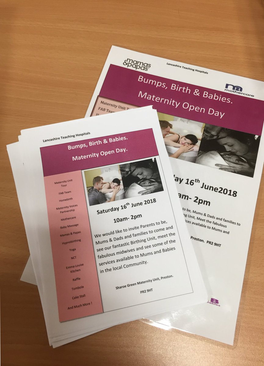 Join us for our Maternity Open Day.  Saturday 16th June, 10am-2 pm.  @MaternityVoices, @hypnobirthingb1 , @NCTChorLey,@BeauBaby_uk
