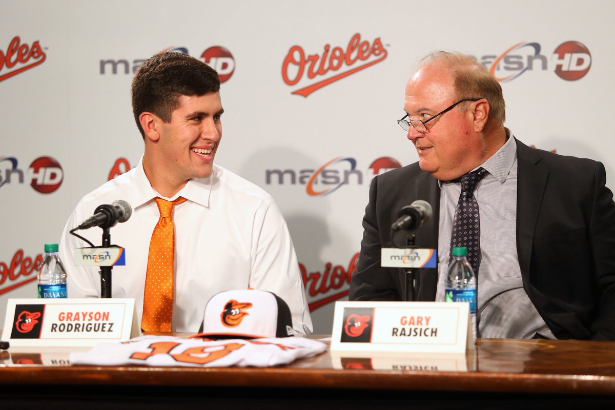 Orioles's tweet photo. Introducing first round draft pick, RHP Grayson Rodriguez. 

Welcome to #Birdland, Grayson! https://t.co/k0TCbMilJa