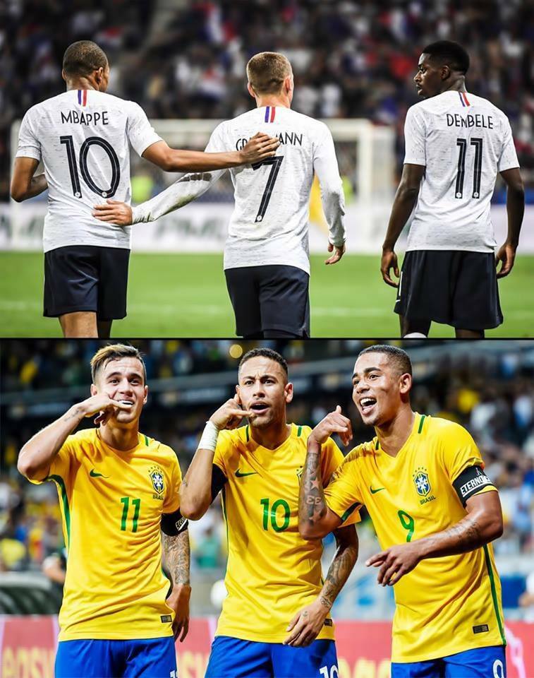 Quel est le meilleur trio ? 🤔 🔄 RT pour Mbappé - Griezmann - Dembélé 🇫🇷 ❤️ FAV pour Coutinho - Neymar - Gabriel Jesus 🇧🇷