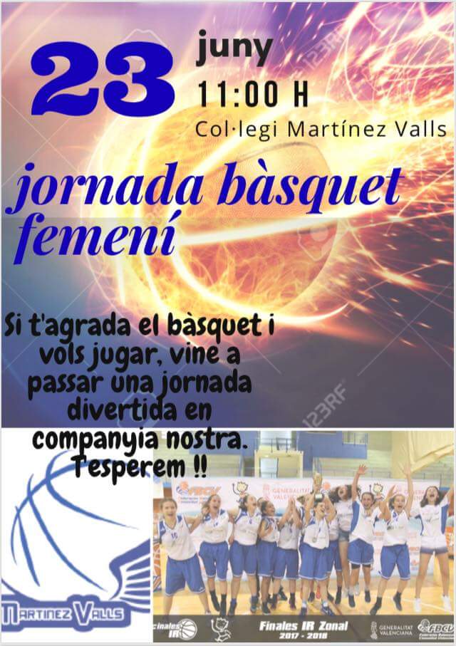 La jornada del bàsquet femení és una jornada de detecció de xiques que estiguen interessades en jugar al bàsquet o conèixer aquest esport. Està dirigit per a xiques nascudes entre 2002 i 2010.Està adreçat a la nostra ciutat i voltants Us esperem !!!