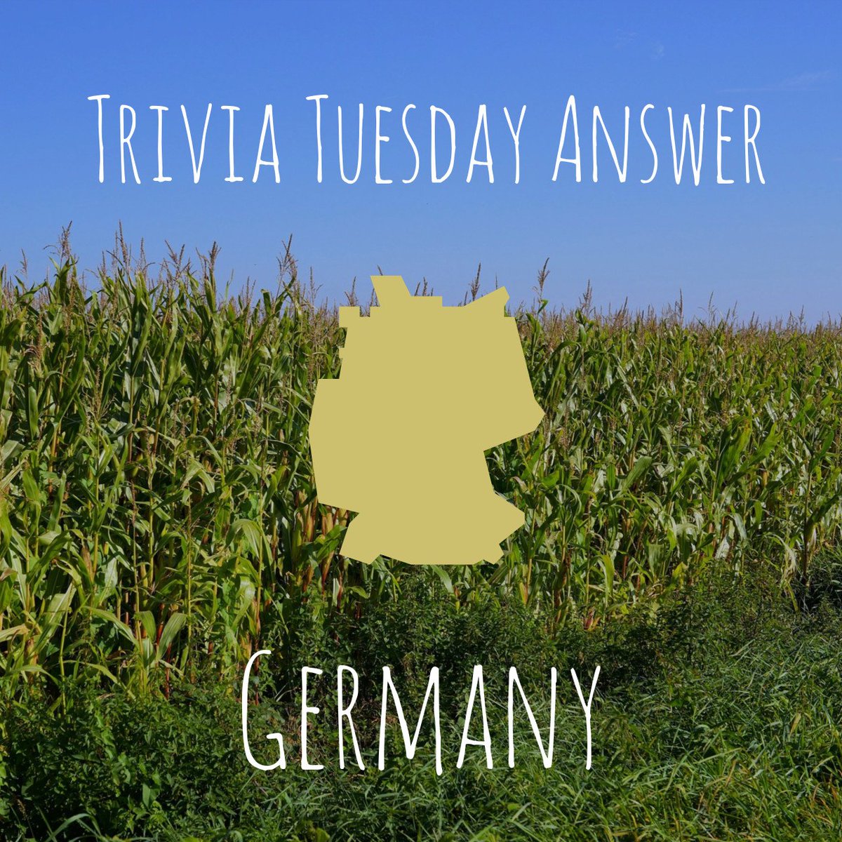 TexasCorn's tweet image. All of the U.S. corn crop acreage would cover Germany!  #TriviaTuesdayAnswer