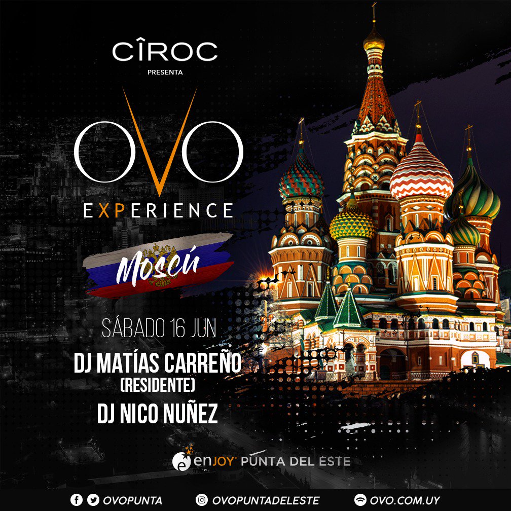 OVOPunta's tweet photo. En #ovopuntadeleste vivimos el #mundial2018 El sábado traemos la experiencia de la capital anfitriona con una edición especial de #OvoExperience 🙌🏻 https://t.co/PCymhzeiWD