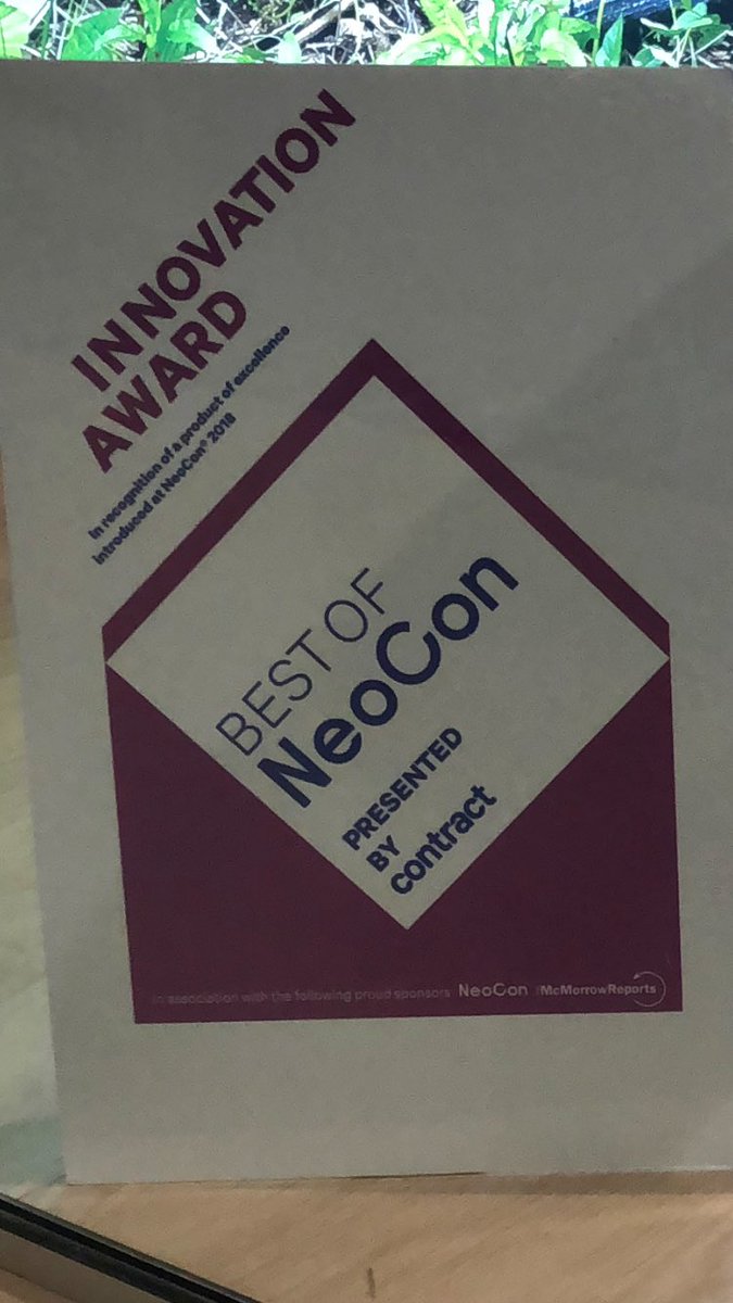 markiberri's tweet image. Nice to see our Innovation team recognized at Neocon. One of our 5 Pillars. Believe In Better!!