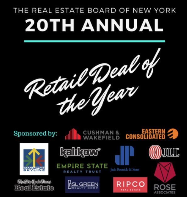 REBNY's tweet photo. Thanks again to our #RetailDOY sponsors! @CushWakeNYC @CushWake @EasternConsol  @MSkylineMGMT Kalikow, Empire State Realty Trust, @JRS_NYC @JLLNewYork @JLL @SLGreen @RipcoNY and Rose Associates #Retail https://t.co/zwuKMlF1bm