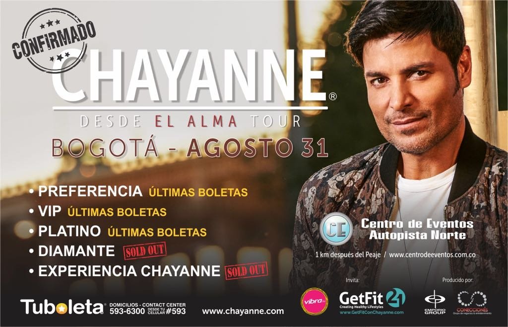CEautonorte's tweet photo. Ultimas entradas para el espectacular concierto de CHAYANNE - #TuBoleta https://t.co/XyFafXKwKU  - No te pierdas la última oportunidad!!! https://t.co/RAMsRtvObL