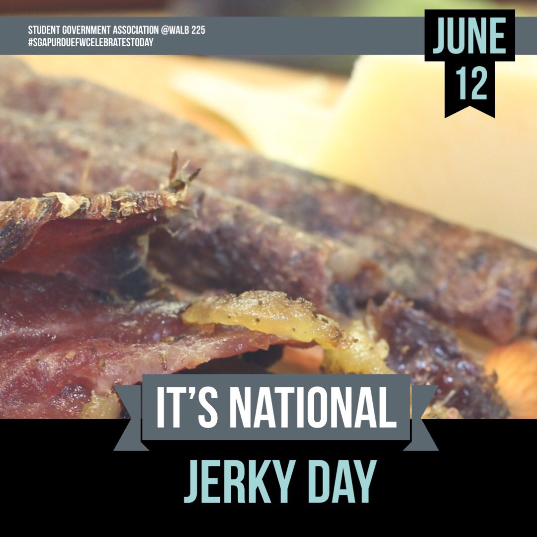SGAPurdueFW's tweet photo. Today is National Jerky Day!
.
.
#sgapurduefwcelebratestoday https://t.co/xv6elZUoi1