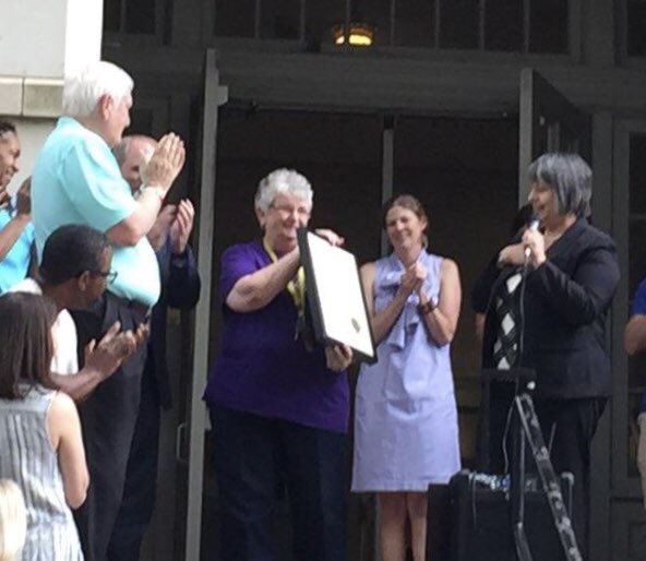 lesliewtaylor1's tweet photo. That’s what it looks like to celebrate 45 years @wileyelementary - Candy Stockert @RoyCooperNC ‘s latest recipient of The Order of the Long Leaf Pine. @wcpss @CentralWCPSS @lygardner #WileyHeart https://t.co/d0emIQHNVw