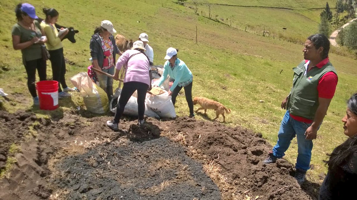 En San Francisco de Sigsipamba en coordinación con @PasfMAE y Proyecto de #GanaderíaClimáticamenteInteligente se desarrolló la capacitación sobre elaboración de Bocashi como alternativa al uso del fuego en actividades ganaderas y mejorar la calidad de los suelos degradados.