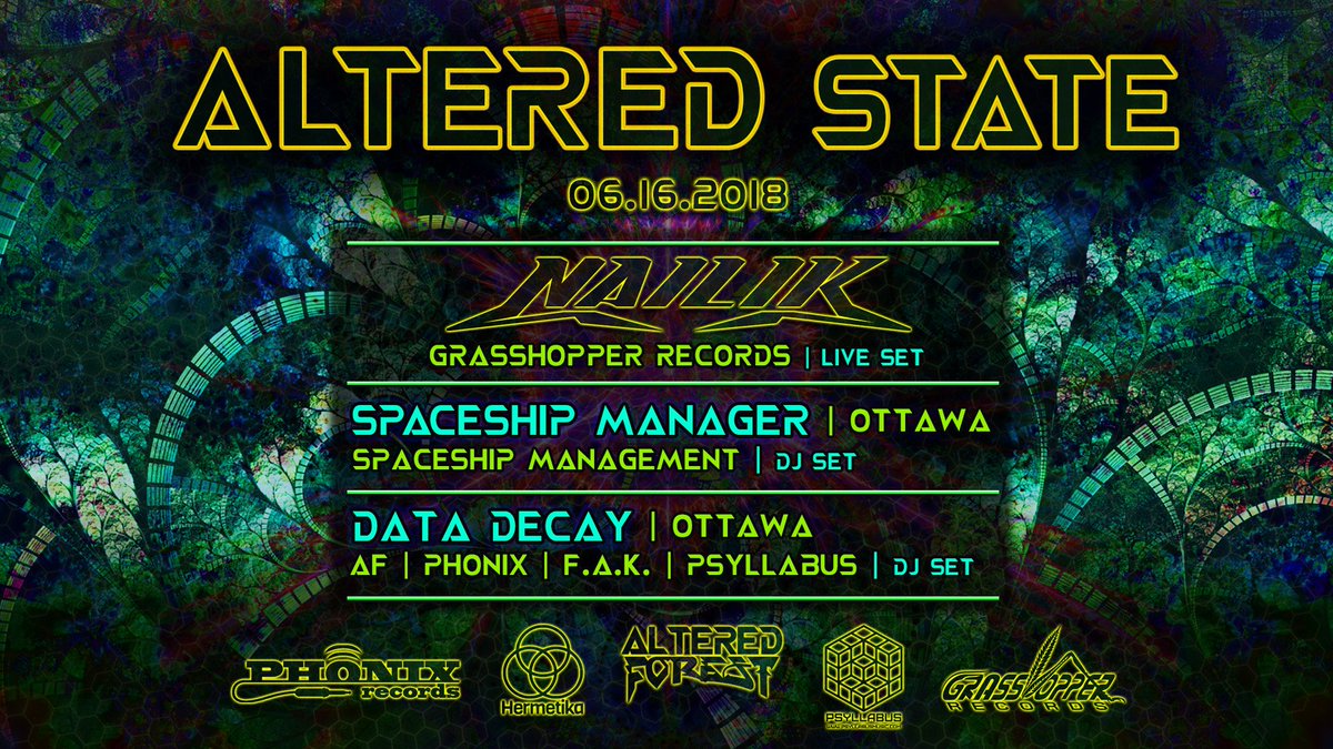 AlteredForest's tweet photo. This Saturday! Join your fellow tribe members for a night of great vibes, great sound, and great people! 

More info: https://t.co/8wfKj683GT 

We’re pleased to welcome @nailikmusic for his first show in Ottawa! You’ll also hear sets from Spaceship Manager and Data Decay! https://t.co/x2kp21udoc