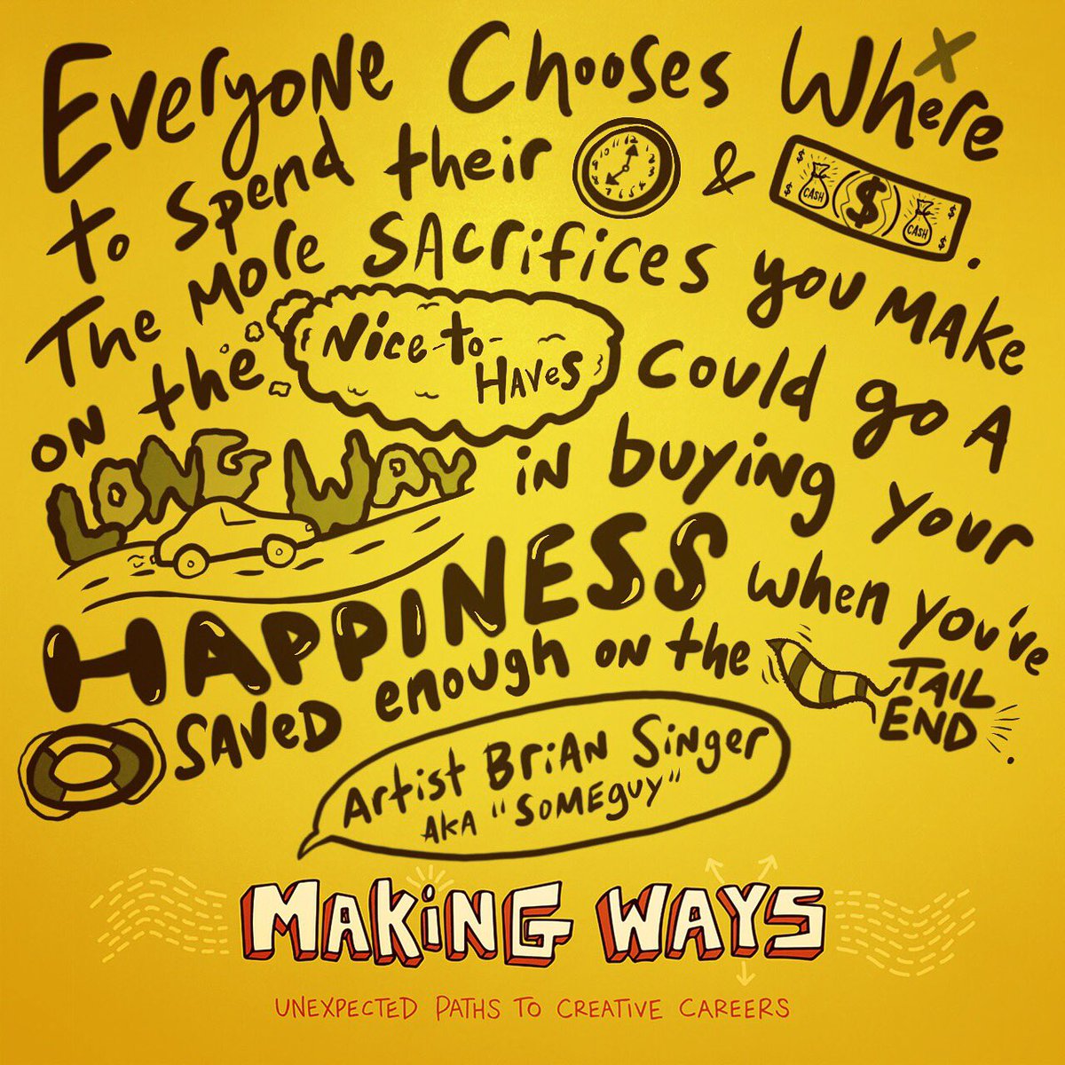 making_ways's tweet photo. On this week’s #podcast episode, artist @someguy_is talks about transforming his life &amp; career by making a plan, cutting the nice-to-haves, and saving so he could do more of what he liked. From #designer to fine #artist. Hear his story at https://t.co/Mm1Hr4GluW. https://t.co/HwdPzg0ra1