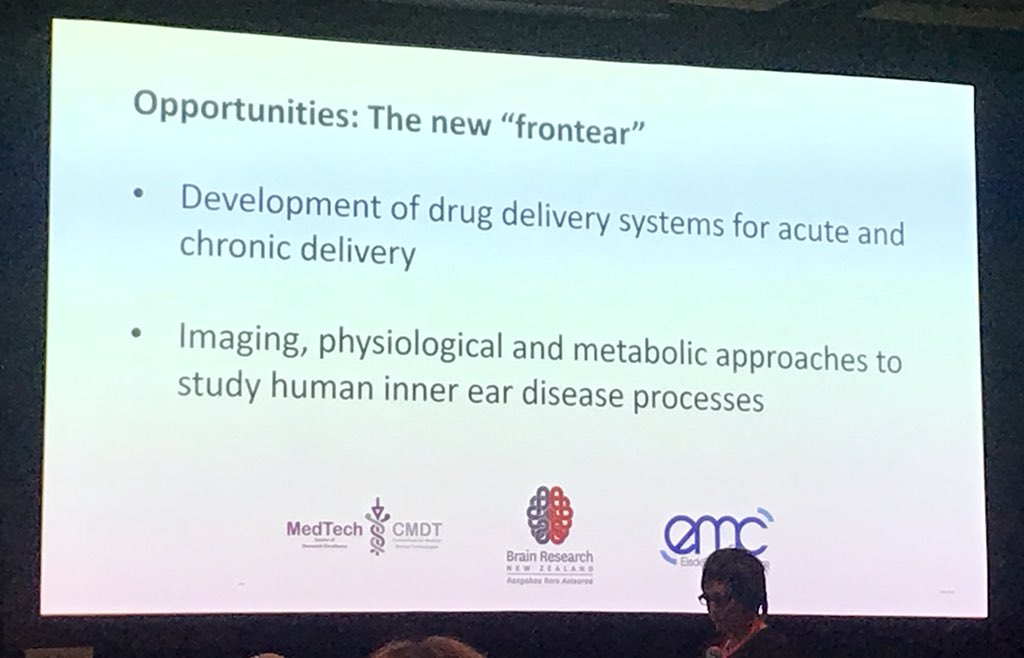 MedtecheventsNZ's tweet photo. Professor Peter Thorne from @BrainResearchNZ tells us about drug delivery to the inner ear - the challenges and the opportunities 
@MedtechNZ @ABIaucklandacnz 

#HTWNZ18 #medtechcore18 #medtechnz https://t.co/RO45x2OpII