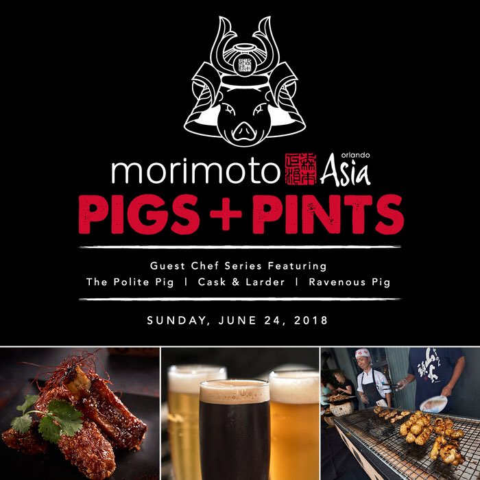 ThePolitePig's tweet photo. On Sunday June 24th, the amazing chefs behind @thepolitepig and @morimotoasiafla are coming together to bring you a fusion of Asian cuisine and the American South. Tickets are available now at https://t.co/CoI59luBrd! 🐷❤️ #politepig #modernbbq #disneysprings #PigsandPints https://t.co/v9QTcE7hyk