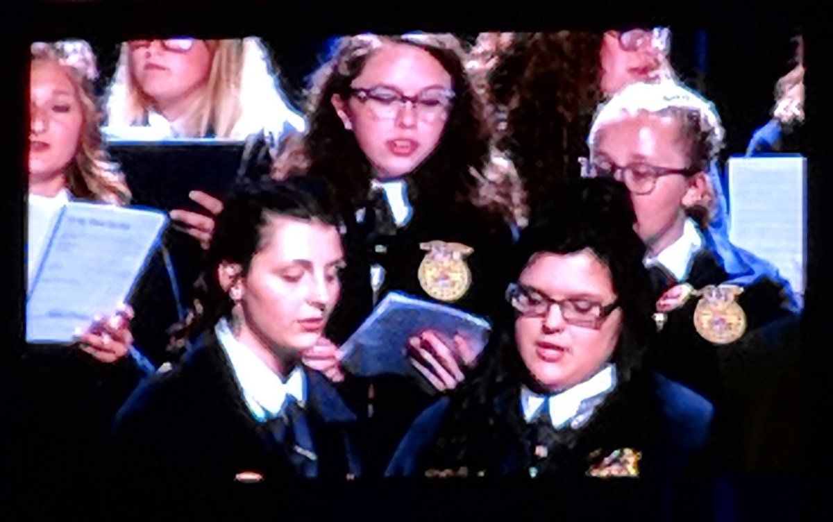 TeachAgBiz's tweet photo. Olivia and Karly performing in the State FFA Chorus! #WPAgEd #wphsproud https://t.co/5pIBvwyfgU