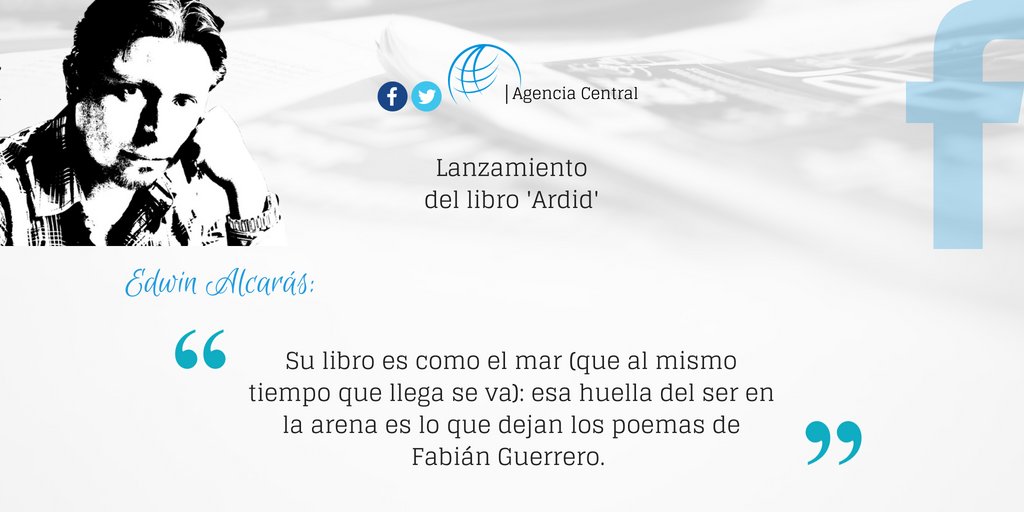 AgenciaUCentral's tweet photo. Edwin Alcarás opina sobre #Ardid, nuevo poemario de Fabián Guerrero. #EscriboParaSerOtro #CoberturaAgenciaUCentral https://t.co/tA7fh8n9Zr