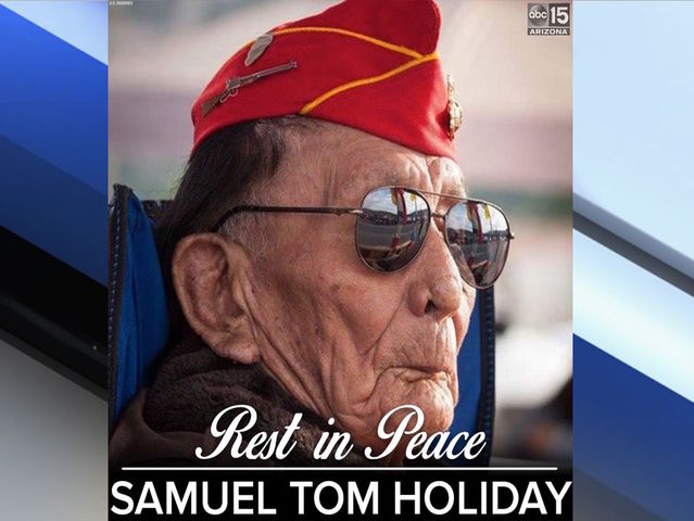 abc15's tweet image. Navajo Code Talker Samuel Tom Holiday dies at age 94: bit.ly/2Jw7lqA #abc15