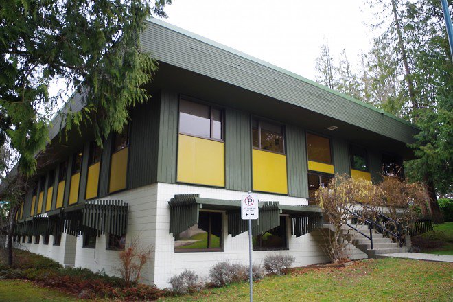 #12: Powell River (1974) - Somehow makes green and yellow a great colour scheme- Like Sechelt, excellent use of playing off Sunshine Coast culture- Love the little sideblinds on the windows- Almost good enough to make me forget how great the old Powell River courthouse is