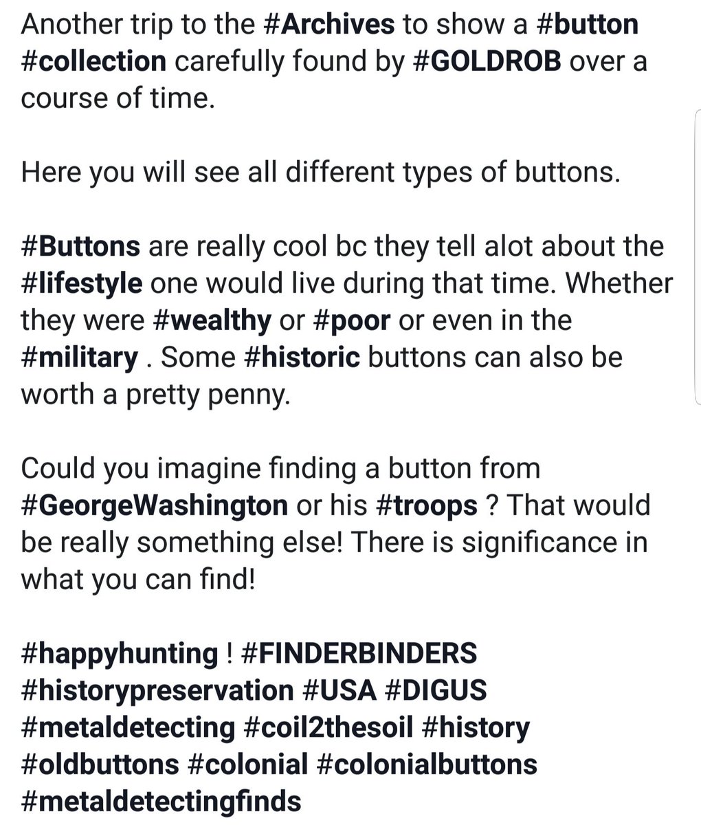 FINDER_BINDERS's tweet photo. #Archives #button #collection #GOLDROB
#Buttons #lifestyle #wealthy #poor #military #historic #GeorgeWashington #troops
#happyhunting #FINDERBINDERS #historypreservation #USA #DIGUS #metaldetecting #coil2thesoil #history #oldbuttons #colonial #colonialbuttons #metaldetectingfinds https://t.co/KVcoqaIEzp