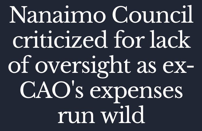 City's recently published 2017 statement of financial info showed former CAO Tracy Samra's expenses were nearly $44,000 last year.
That's despite her budget for the year being set at $16,530 &amp; she was on leave from March to September.

#Nanaimo #nanelxn18

nanaimonewsnow.com/article/582707…