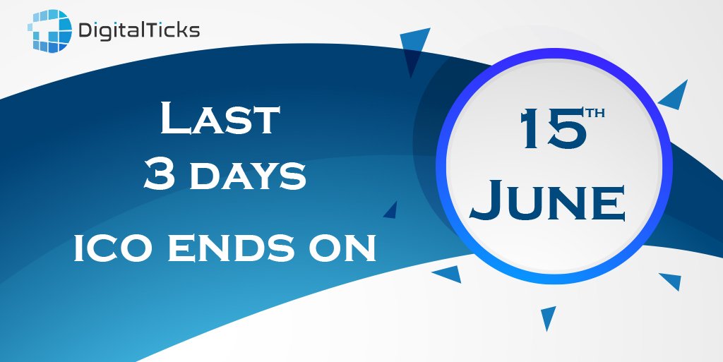 digitalticks's tweet photo. Hurry Up!! Only 3 days left till the end of Digital Ticks token sale!!
#digitalticksexchange #publicsale #ICO #dtxtoken https://t.co/hpCOSD324P