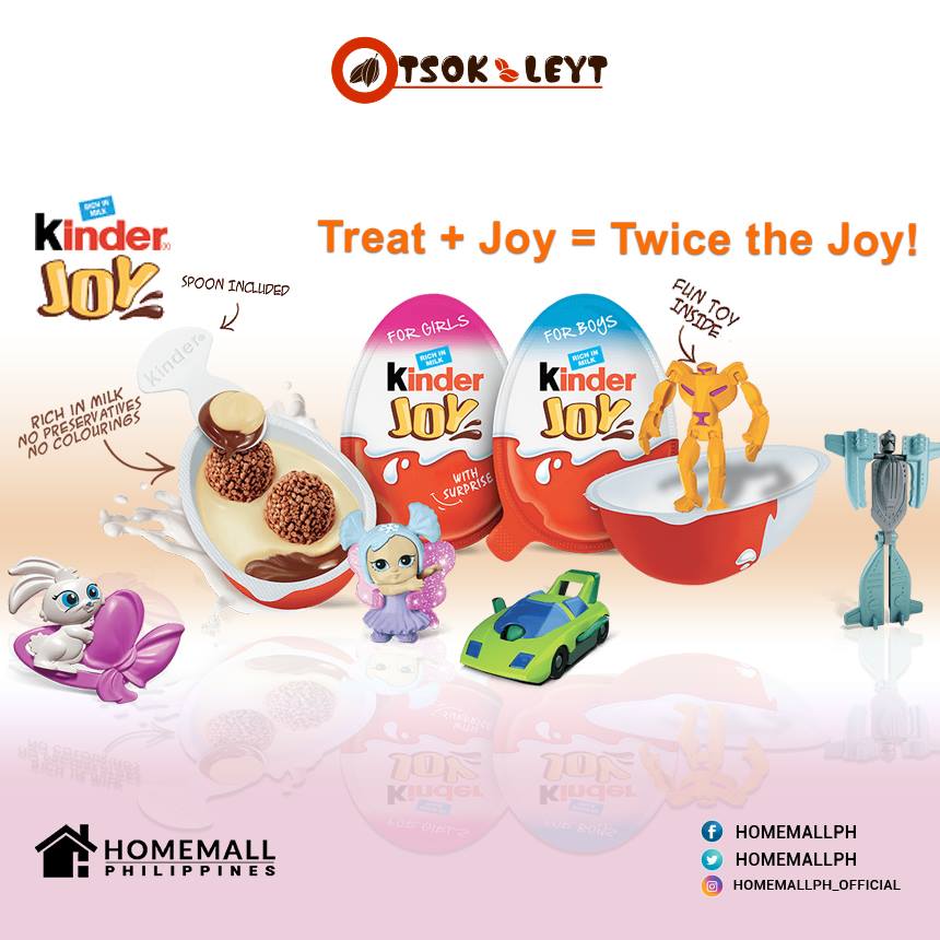 HomeMallPH's tweet photo. KINDER JOY™ is a delicious treat made of two soft cream layers – one sweet milk-cream flavored and one cocoa flavored.  To purchase Kinder Joy, visit https://t.co/UIUAmefuJO. #KINDERJOY™ #Tsokoleyt #HomeMall #ShopOnline https://t.co/LceIrAzEKf