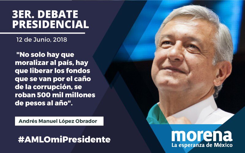rosaicela_'s tweet photo. En #México es necesario acabar con la corrupción: @lopezobrador_ #AMLOmiPresidente #JuntosHaremosHistoria #DebateINE https://t.co/siKLNXE7oK
