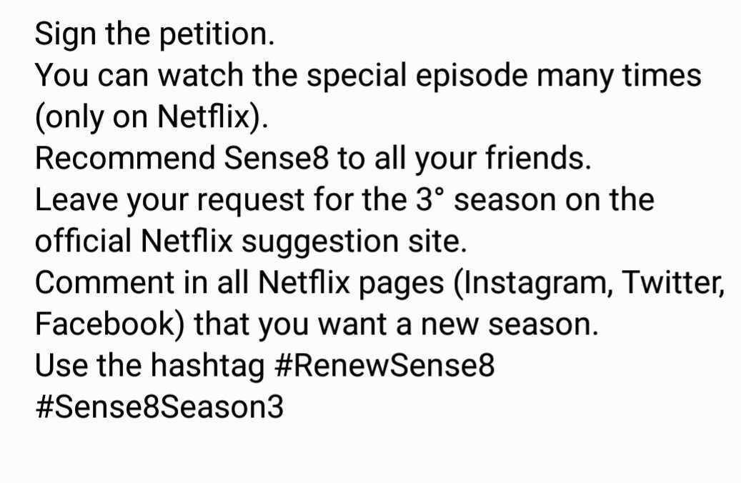 sense8la's tweet photo. VAMOS POR ESA TERCERA TEMPORADA! USEN LOS HASHTAG #RenewSense8 #Sense8Season3!
RT MASIVO A ESTA INFO! 💪🏻
https://t.co/EOMfMnAbqo  @IAmWeCampaign https://t.co/eg1H0Pipz6