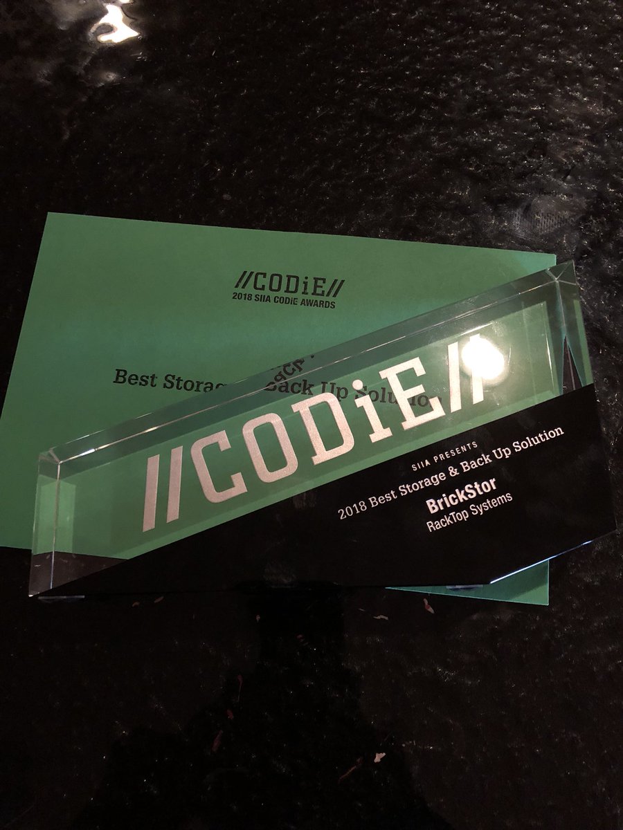 RackTop's tweet photo. BrickStor, award winning storage!#CODiE18 #beststorageandbackupsolution #beststorage https://t.co/6DIiTmilgY