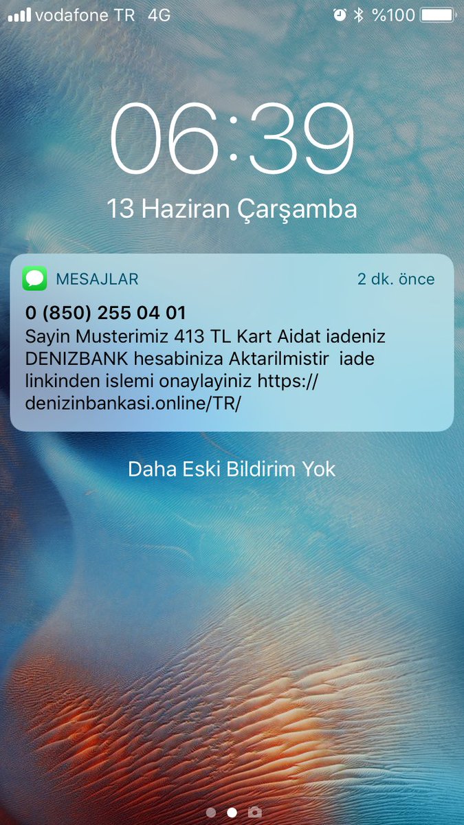 handeeakmann's tweet photo. @DenizBank sizin adınızı kullanarak bu sabah gelen dolandırıcılık SMS i. Bilginize, benim Denizbank kredi kartım yok ve websitesi link de entresan ama ilk bakışta farkedilmeden tıklanabilir, lütfen diğer müşterilerinizi de konuyla ilgili uyarınız. https://t.co/lMwKtVERtl