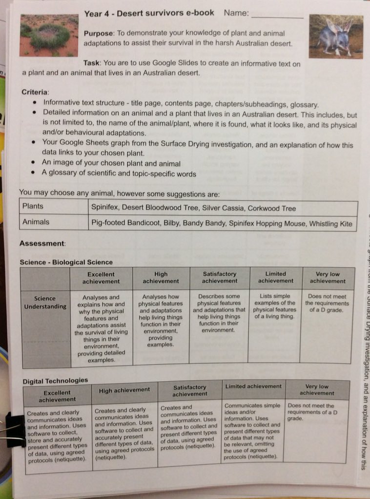 bugs_ferguson's tweet image. My students are currently sinking their teeth into a rich inquiry project that incorporates #digitaltechnologies, science, maths and writing. They are really enthusiastic; can’t wait to see final work 😃 #TDS2018_2019 #TCCwa #googleslides #desertsurvivors