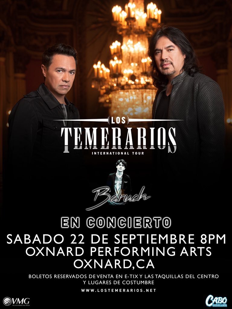 UnaLagrimaMas's tweet photo. #LosTemerarios #AdolfoAngel #GustavoAngel Sábado 22 de Septiembre en el #OxnardPerformingArts de Oxnard, CA Invitado Especial #Baruch #Virtus #InternationalTour2018 #Temerarios #Internationaltour https://t.co/NrxJfLnXNl