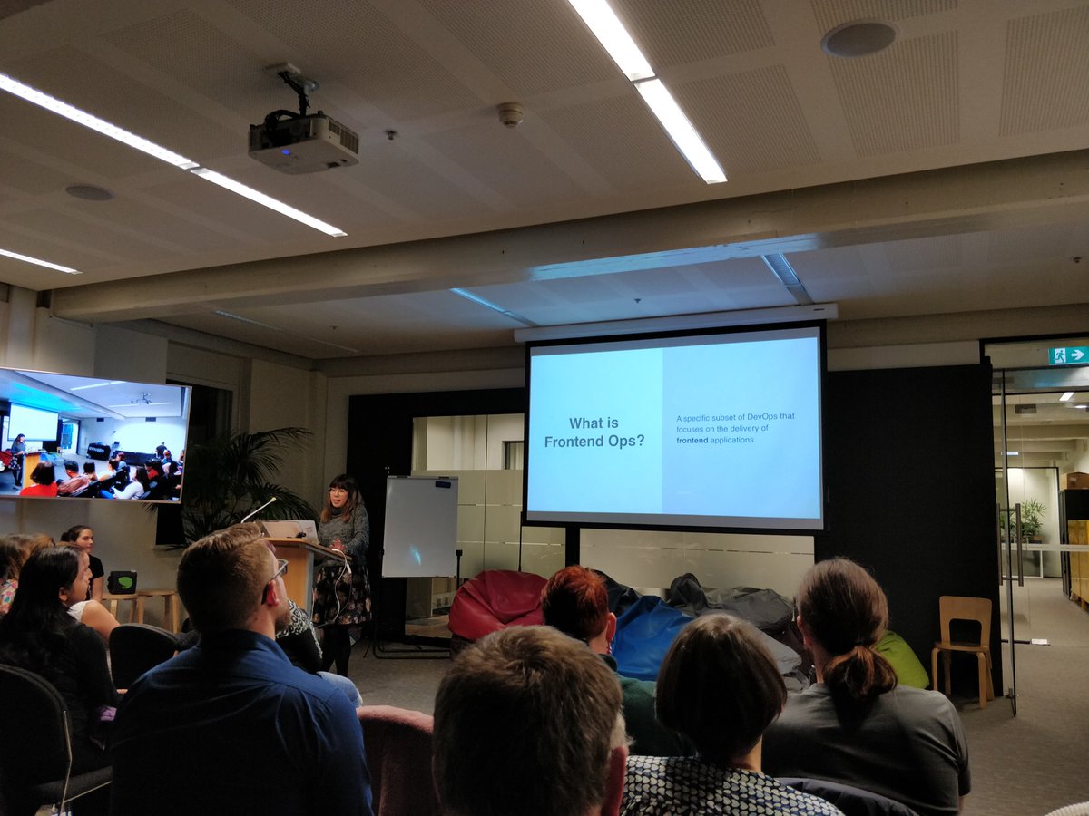 danlaush's tweet photo. Learning about #FrontendOps from @lnoogn at @DevOpsGirls! https://t.co/HnBXxDgvkw