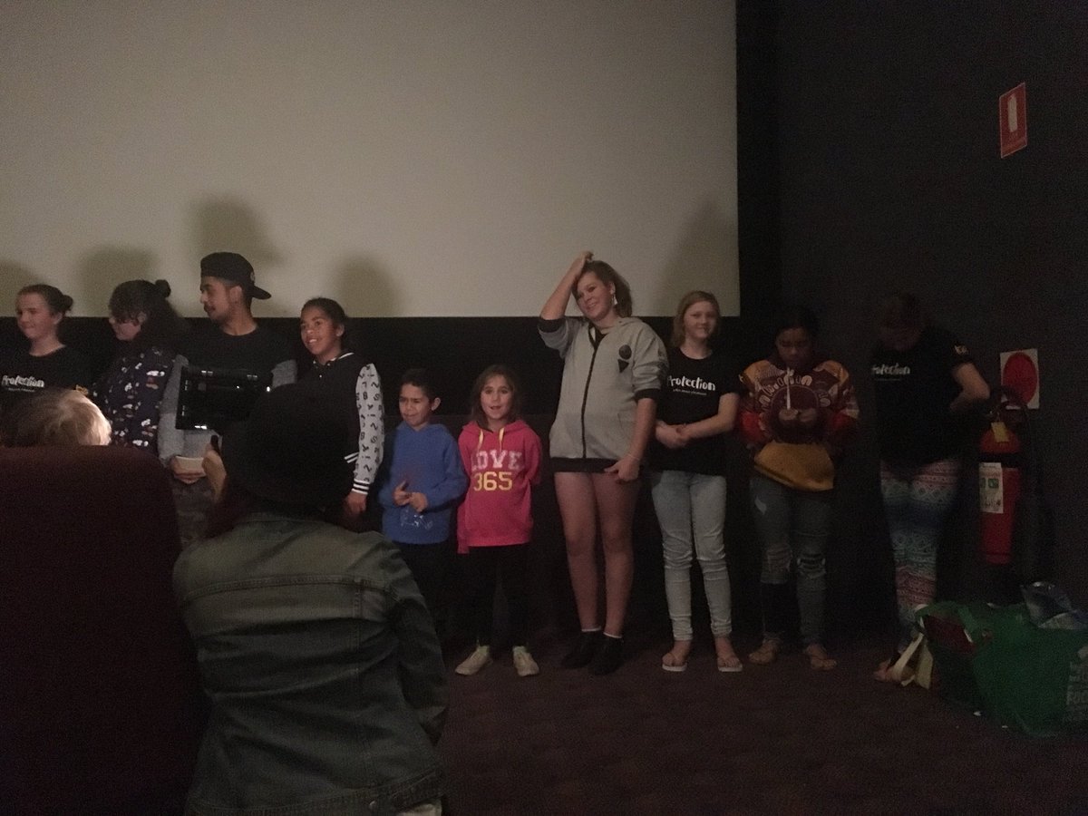 LOOK AT US SHINE! We just stood up in front of a booked out screening. Time to eat some popcorn! 🍿 #alluskids #protectionfilm