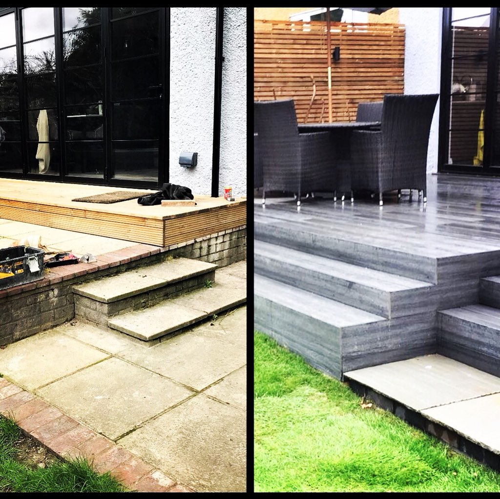 GPGardenService's tweet photo. Decked out nicely; durable, low maintenance, modern composite decking stepping down into garden for the perfect outdoor sociable area;
#Envirobuild Slate #Frontier #compositedecking
#made2measure rendered planting trough/wall
#contemporarytimberscreening
#gpgardenservices https://t.co/Zoud7oMIKY