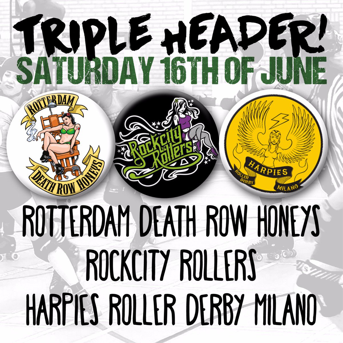 Wat een weekend! Vrijdag filmavond in <a href="/WORM_Rotterdam/">WORM Rotterdam</a> en zaterdag 3 wedstrijden! Woohoop! <a href="/RockcityRollers/">Rockcity Rollers</a> #Rollerderby #Rotterdam #whipit #fridaynight