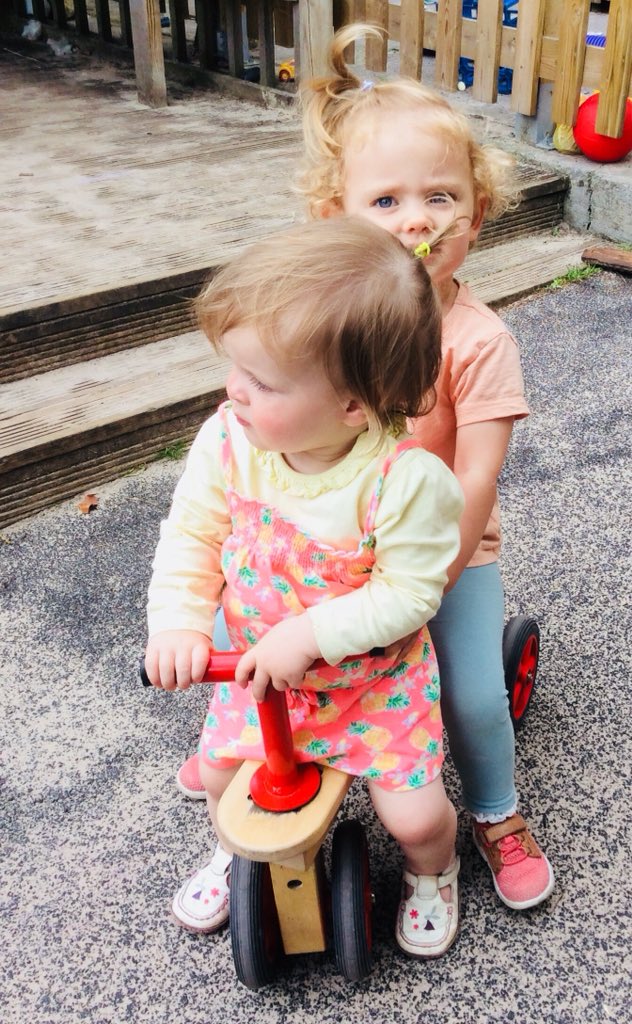 snapgrosvenor's tweet photo. Babies were riding the balancing bikes this morning, making lots of noise as they rolled down the the slope.#cheesysmiles #balancing #ridealong #lotsofshouting #takingturnsatsteering https://t.co/4KhzdHr2Nh