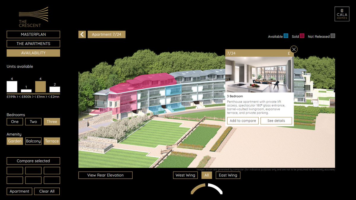 Pixel_Image_UK's tweet photo. By leveraging the power of the HomeSelector™ Pixel has created for @CALAHOMES (East) – The Crescent, Edinburgh, off-plan sales have already reached £7.7m as buyers interact digitally and emotionally connect with the development. #property #propertymarketing #housebuilders https://t.co/xvncp61vMa