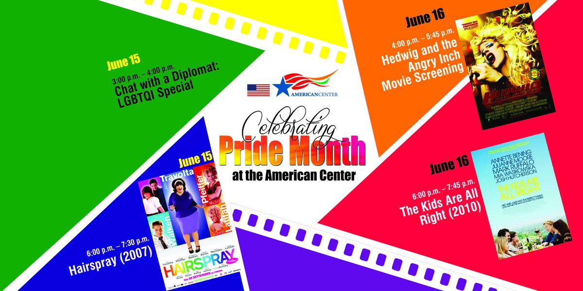 U S Embassy India Amcenternd Is Celebrating Pridemonth On June 15 16 With A Special Edition Chat With A Diplomat Followed By A Two Day Film Festival Featuring Hairspray Hedwig And