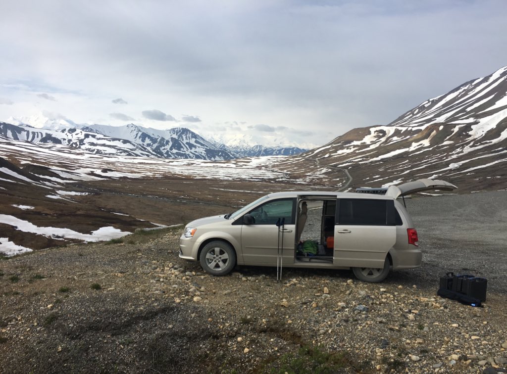 Field season is officially underway! Denali summit not pictured, but you can see the topographic expression of a normal fault on the right side of the valley. #DenaliLandslides2018