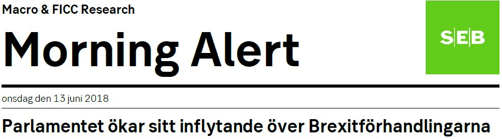 God morgon! Morning Alert om utvecklingen i brexitprocessen och några tankar inför kvällens Fedbesked. Önskar er en trevlig onsdag. ts.seb.se/publicweb/rese…