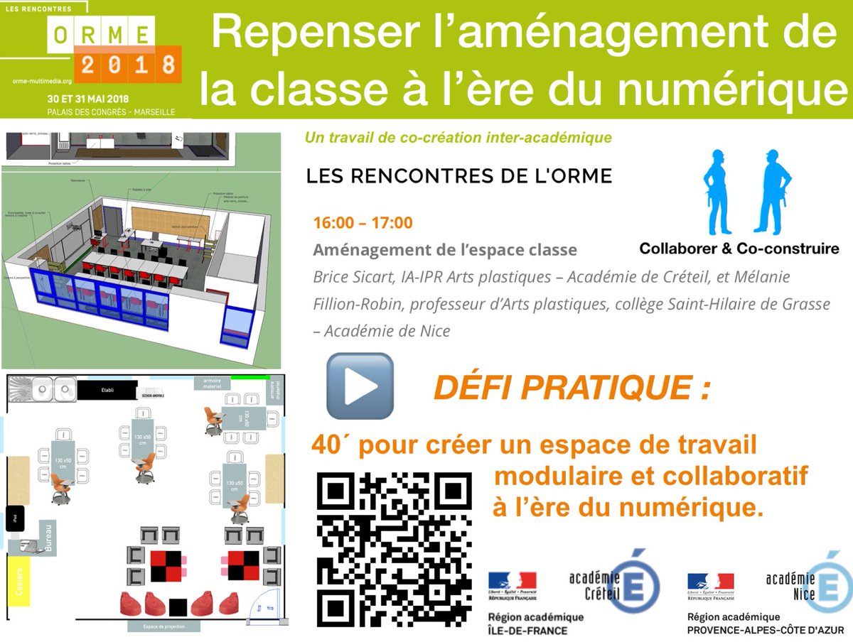 SICARTB's tweet photo. #Artsplastiques Repenser la salle de classe à l’ère du #numérique : une réflexion menée dans le cadre des #TraAM pour questionner les stratégies de #Formation et les pratiques pédagogiques renouvelées. Écoutez #CapRadio ▶️https://t.co/Q9bBGcnXdS aux Rencontres de l’ #Orme2018 https://t.co/AaHAFEQAzX