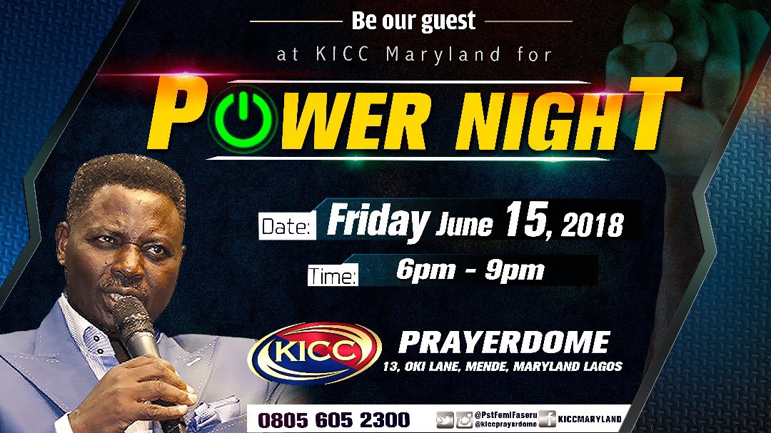 sozo05's tweet photo. This is not just a service, it’s #PowerNight Be my guest this #Friday6pm @KICCPrayerdome https://t.co/P2747vhKbn
