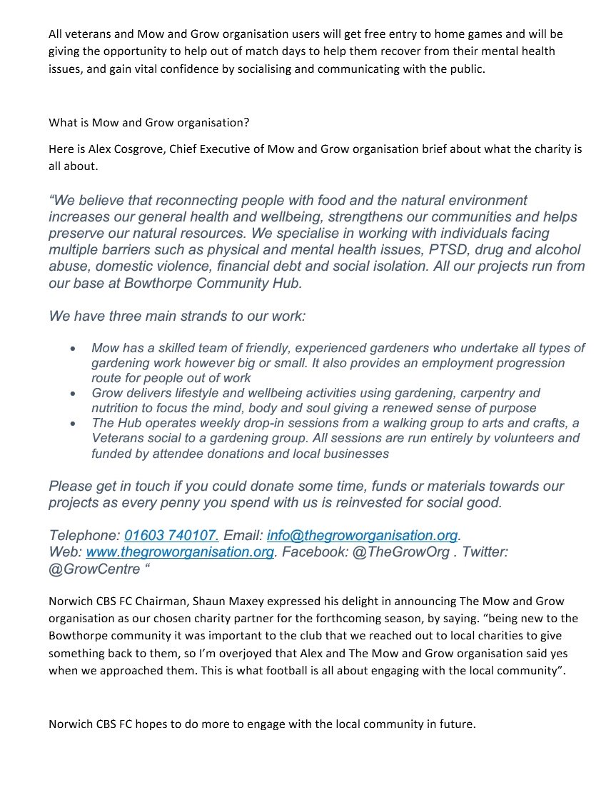 Statement from The Grow Org and CBS chairman......