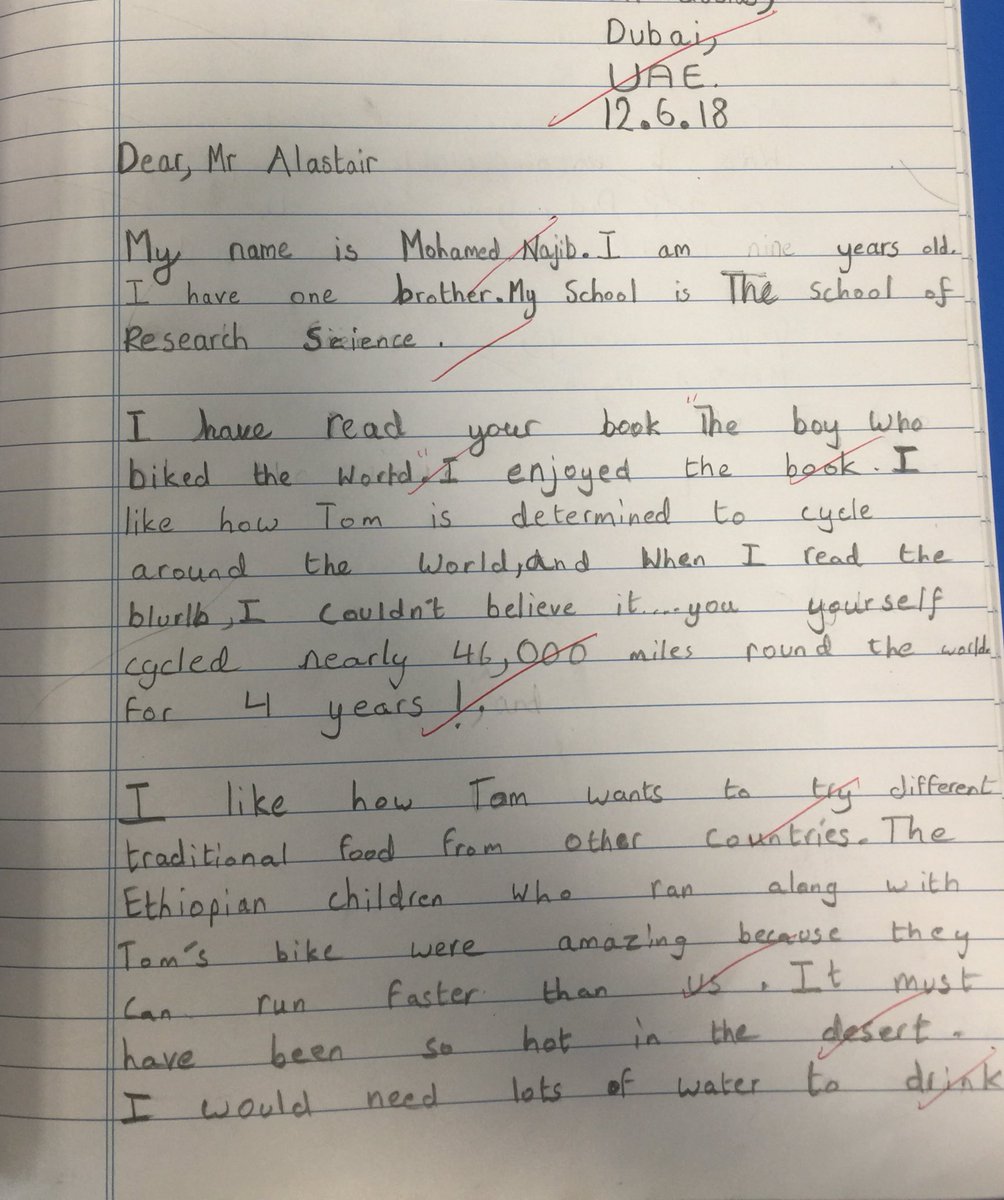 LauraCorrigan11's tweet photo. My very first post!
Check out this #amazing letter one of my students wrote to @Al_Humphreys for his #homework @srsdubai1 Super impressed 📚 ✅ 💯 https://t.co/vWGg9bTyQZ