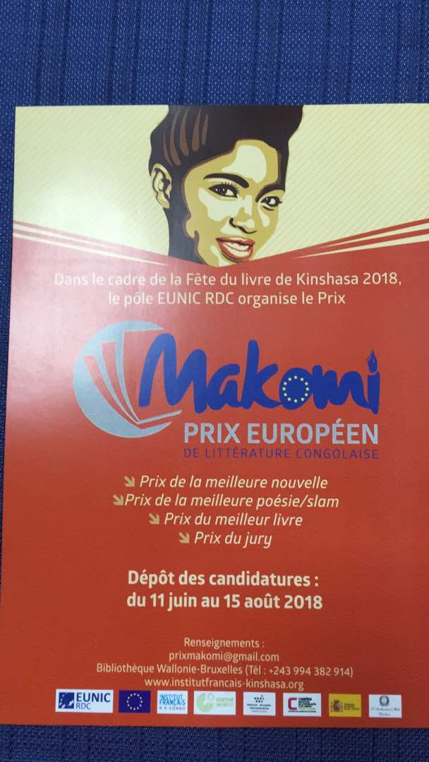 UEenRDC's tweet photo. Le Prix #Makomi 2018 est lancé. Retrouvez le règlement pour candidater à cette deuxième édition du prix littéraire organisé par le Pôle #EUNICRDC🇨🇩 #UE 🇪🇺en suivant le lien: (link: https://t.co/xxHYmZPMTH) https://t.co/0IAppadUmV… https://t.co/bCLNftpybo