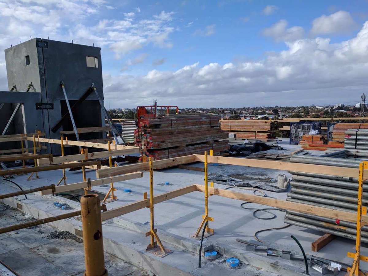 goldfieldgroup's tweet photo. Victory Brunswick East Progress Updates Part 2:

• Second floor – awaiting concrete stressing prior to stripping commencing
• Third floor – concrete poured
• Fourth floor – east side concrete poured, west side to be poured early next week 

#victory  #goldfieldgroup #melbourne https://t.co/yjbYLXGWBi